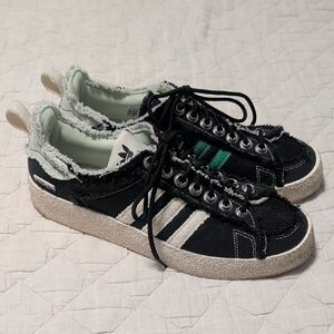 Adidas Campus 80s X S.F.T.M. Black Canvas Low-Top Sneakers with White Stripes